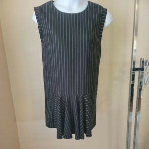 Line & Dot Women's Black and White Pin Stripe Dress Size Large Drop Waist